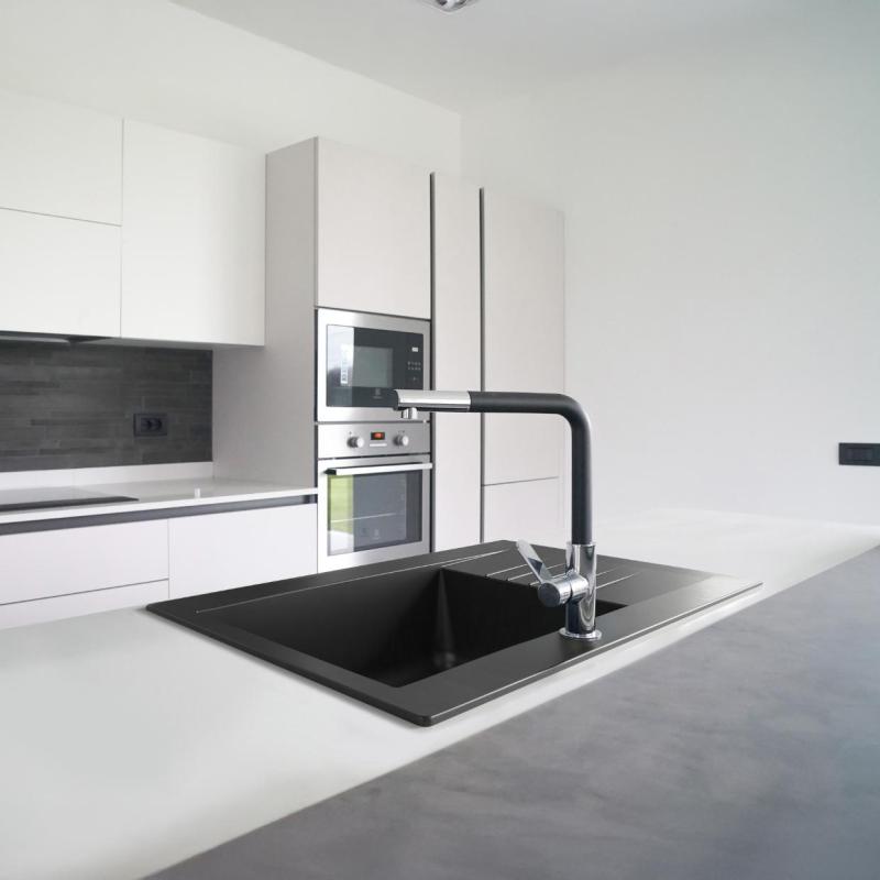 Ausmann Fibre Mini zlewozmywak czarny odwracalny z ociekaczem, montaż na wierzchu 62x50cm 1208957667