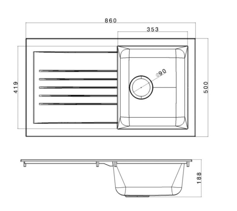 Ausmann Fibre zlew biały odwracalny z ociekaczem do zabudowy 86x50 cm 1208957673