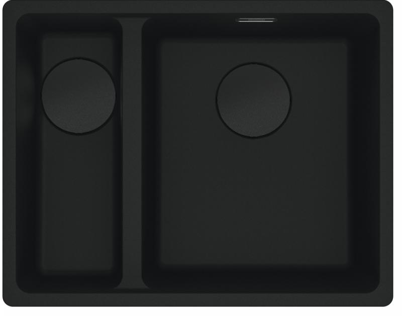 Franke Maris MRG 160-34-15 Fragranite czarna edycja matowy zlew podbudowany duża komora po prawej stronie