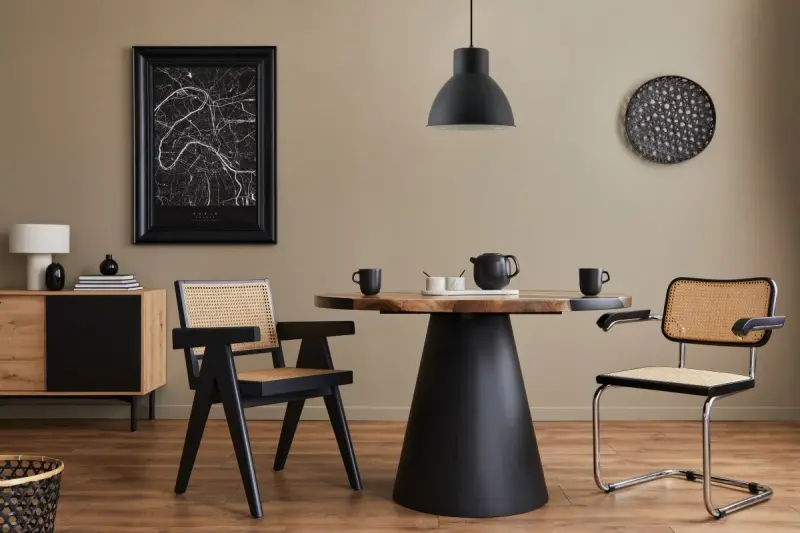 Dekoracyjna wisząca lampa Dante w kolorze czarnym matowym z białym wnętrzem, średnica 27,5 cm, model 2119