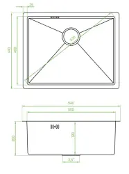 Aquadesign Sinks złoty zlew ze stali nierdzewnej złoty kolor PVD gold 50x40 podwieszany, wpuszczany oraz nakładany 1208957698