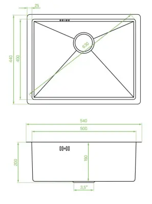 Aquadesign Sinks złota umywalka ze stali nierdzewnej w kolorze złotym PVD gold 50x40 podblatowa płaska i natynkowa 1208957698