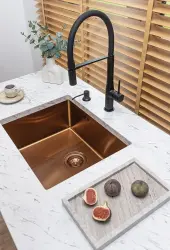 Aquadesign Sinks miedziany zlew ze stali nierdzewnej w kolorze miedzi PVD 50x40 do zabudowy podblatowej, wpuszczanej i nakładanej 1208957700