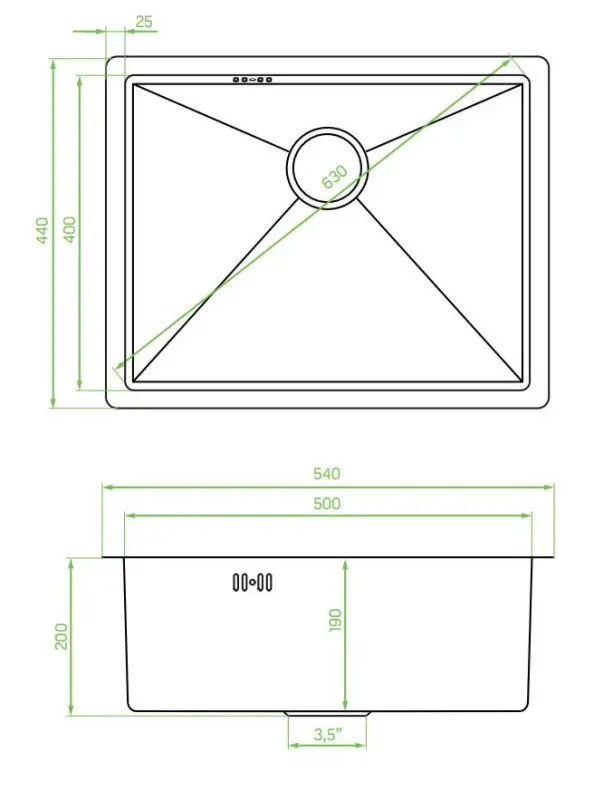 Aquadesign Sinks miedziany zlew ze stali nierdzewnej w kolorze miedzi PVD 50x40 do zabudowy podblatowej, wpuszczanej i nakładanej 1208957700