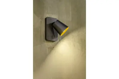 Decor Elli nowoczesna czarna kinkiet z włącznikiem i 1 źródłem światła 4533