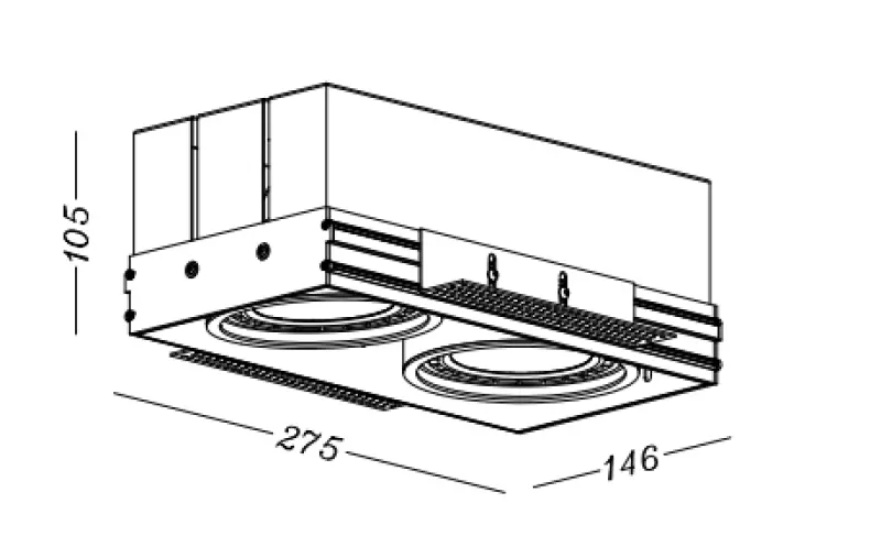 Decor Milo czarna bezramkowa lampa sufitowa wpuszczana z 2 źródłami światła 4755