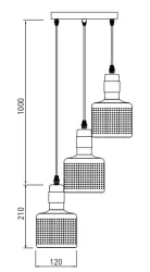 Dekor Bellis czarna złota cylindryczna lampa wisząca z 3 źródłami światła 4680