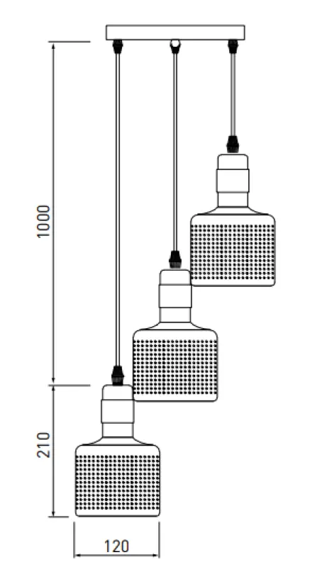 Dekor Bellis czarna złota cylindryczna lampa wisząca z 3 źródłami światła 4680