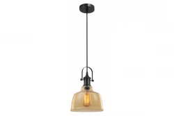 Decor Muscari II lampa wisząca w kolorze bursztynowym w metalicznym wykończeniu z czarnym uchwytem na lampę 3732