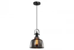 Dekor Muscari II czarna lampa wisząca z kloszem w kolorze dymionego szkła w metalicznym wykonaniu oraz czarną oprawką lampy 3862