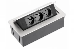 Indux Flip Medium gniazdko kuchenne z uziemieniem w blacie lub górnej szafce, aluminium z 3 gniazdami 1208957846