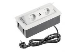 Indux Flip Medium gniazdko kuchenne z uziemieniem w blacie lub szafce górnej, białe, z 2 gniazdkami i ładowarkami USB A+C 1208957847