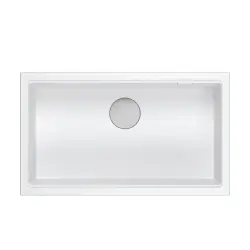Quadri Newport II duży i głęboki zlew granitowy montowany na blacie i pod blatem, biały zlew 76x45cm 1208957854