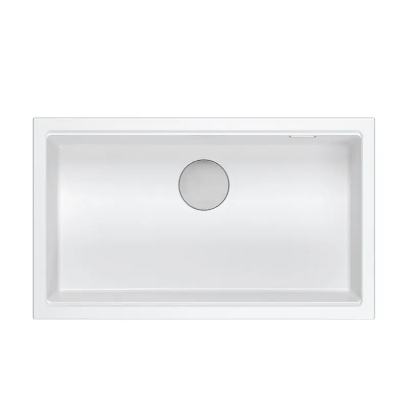 Quadri Newport II duży i głęboki zlew granitowy montowany na blacie i pod blatem, biały zlew 76x45cm 1208957854