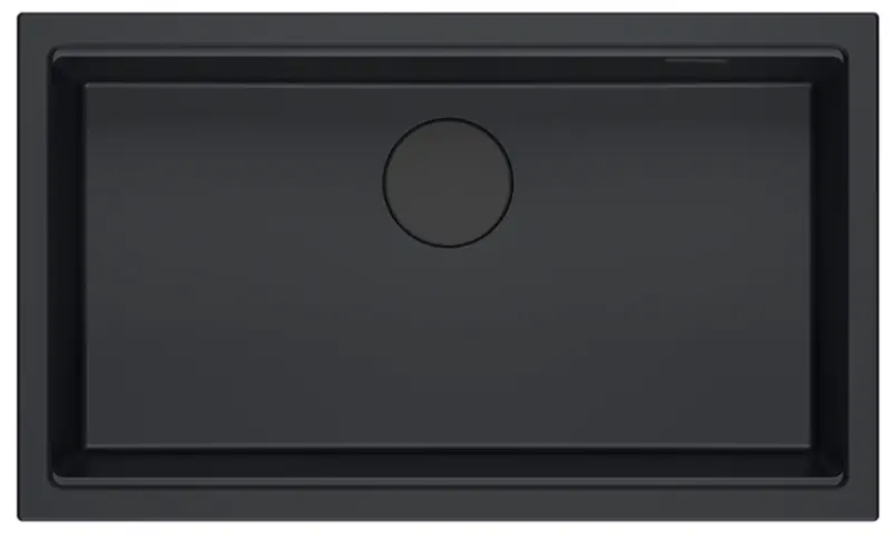 Quadri Newport II duży i głęboki zlewozmywak granitowy, montaż nablatowy i podblatowy, czarny zlewozmywak 76x45 1208957855