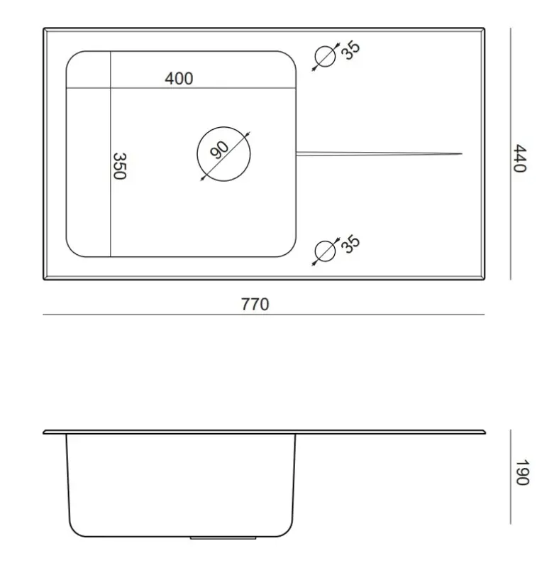 Quadri Glazz nadblatowy zlewozmywak ze stali nierdzewnej z białą szklaną ociekarką, odwracalny, 77x44, 1208957863