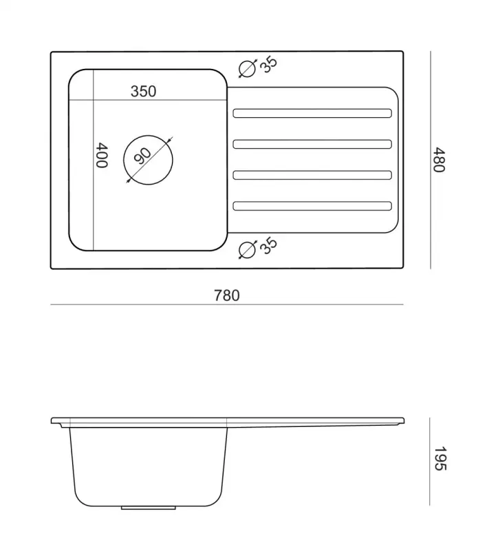 Quadri Fusion montowany na blacie zlewozmywak ze stali nierdzewnej z ociekaczem z granitu srebrnego 78x48, odwracalny 1208957877