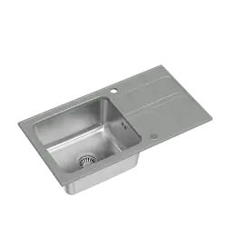 Quadri Fusion wpuszczany zlew ze stali nierdzewnej z ociekaczem w kolorze srebrnego granitu 78x43 odwracalny 1208957880