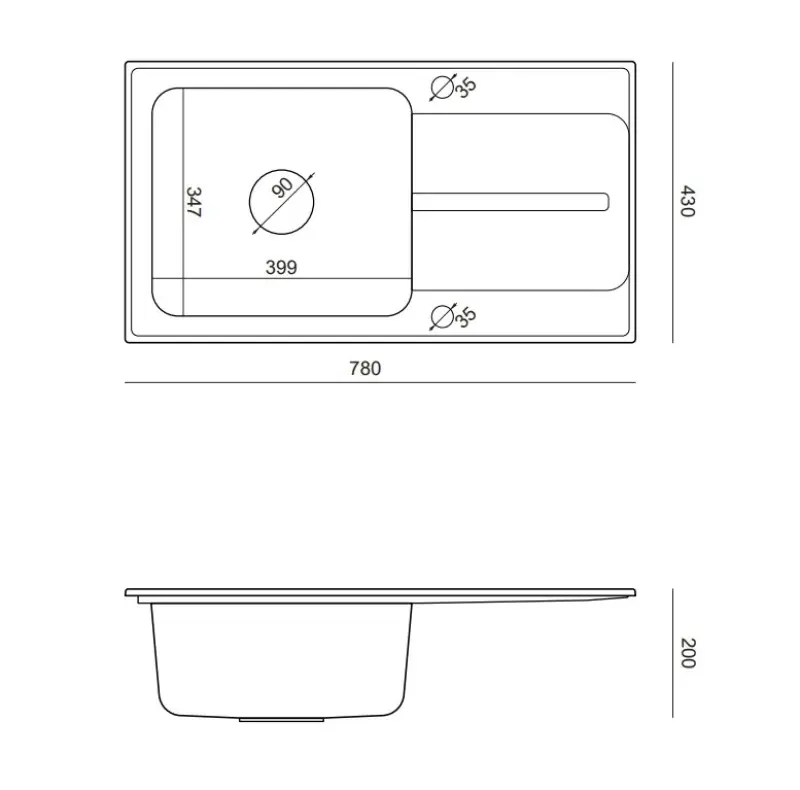 Quadri Fusion wpuszczany zlew ze stali nierdzewnej z ociekaczem w kolorze srebrnego granitu 78x43 odwracalny 1208957880