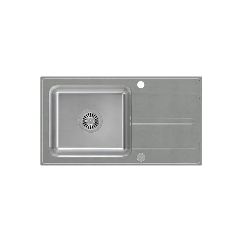 Quadri Fusion wpuszczany zlew ze stali nierdzewnej z ociekaczem w kolorze srebrnego granitu 78x43 odwracalny 1208957880