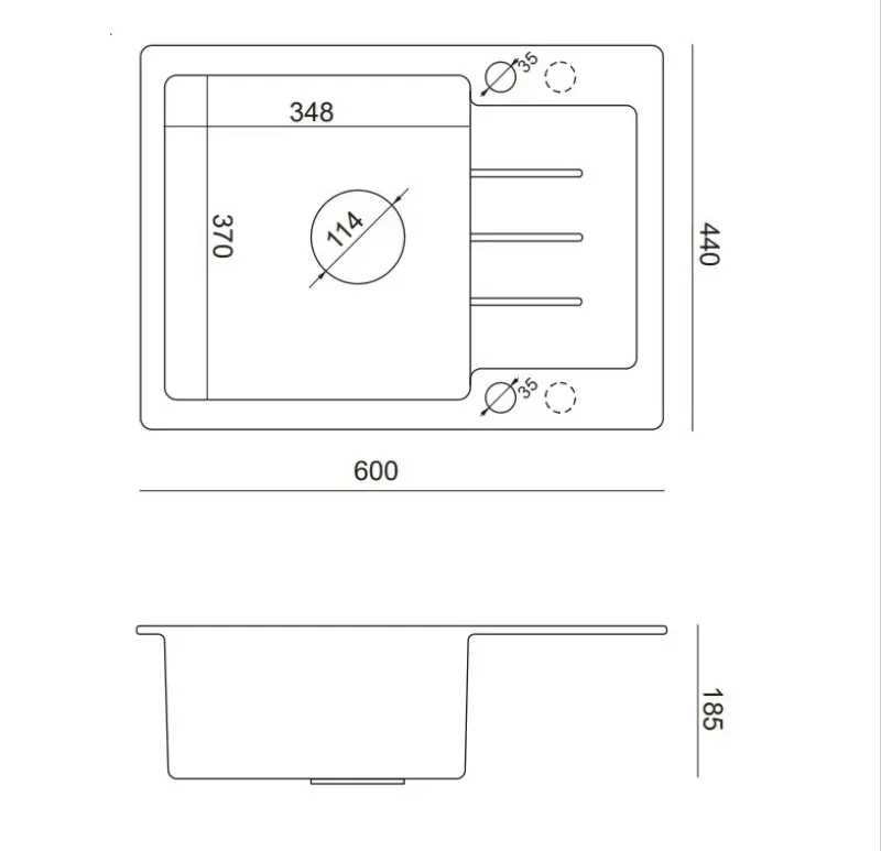 Quadri Kendal czarny granitowy zlewozmywak 60x44 z ociekaczem, kranem i dozownikiem płynu 1208957889