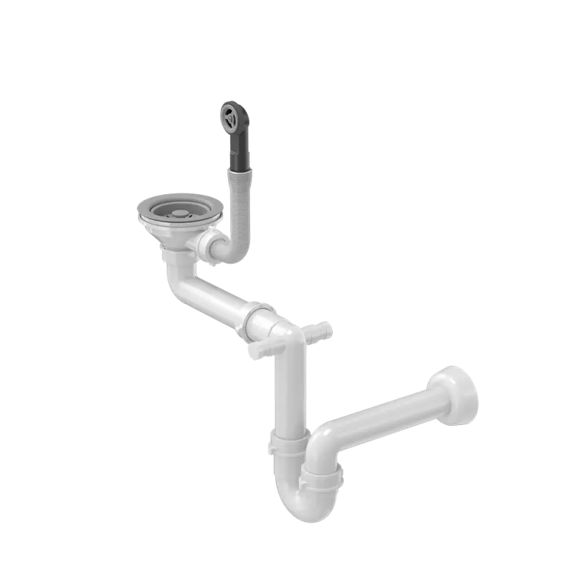 Quadri szary zestaw odpływowy do zlewozmywaka z przelewem i 1 komorą 1208957900