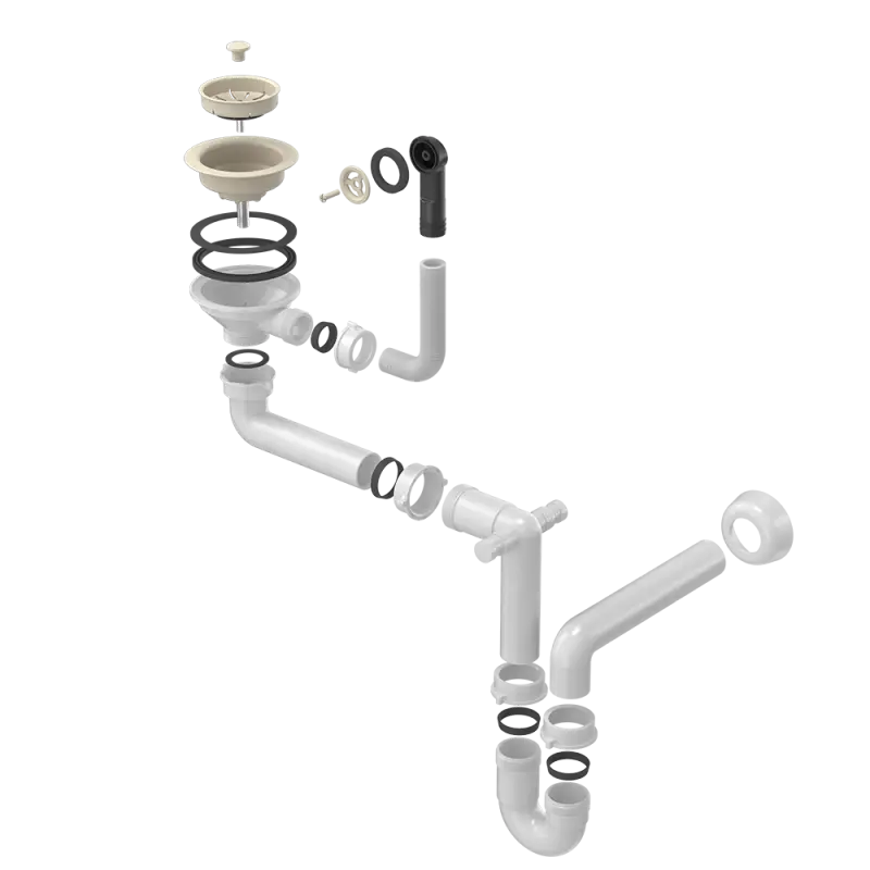 Quadri beżowy zestaw odpływowy do zlewu z przelewem 1208957901