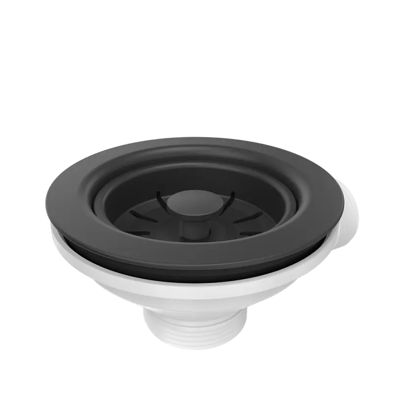 Quadri podwójny czarny zestaw odpływowy z przelewem do zlewozmywaka 1208957902