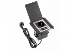 Indux Flip wbudowane gniazdo z uziemieniem w matowym czarnym kolorze z 2xUSB A, 1xRJ45 i czarnym złączem HDMI 1208957915