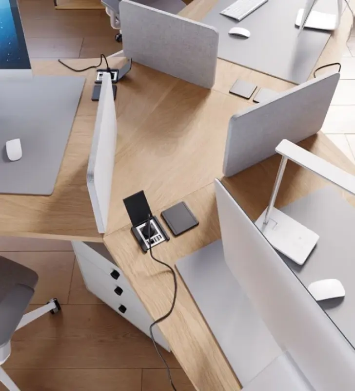 Indux Flip wbudowane gniazdo z uziemieniem w matowym czarnym kolorze z 2xUSB A, 1xRJ45 i czarnym złączem HDMI 1208957915