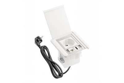 Indux Flip mat biały gniazdo wbudowane z 2xUSB A, 1xRJ45 i złączem HDMI 1208957916