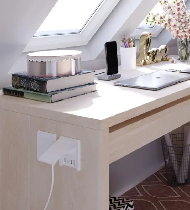 Indux Flip mat biały gniazdo wbudowane z 2xUSB A, 1xRJ45 i złączem HDMI 1208957916