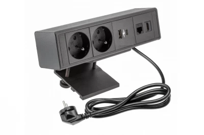 Indux Desk biurko lub stół z matową czarną wtyczką (2x) z 1xUSB A, 1xUSB C, 1xRJ45 i 1xHDMI 1208957920