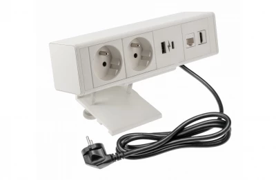 Indux Desk biurko lub biała mata stołowa z gniazdem ziemnym (2x) z 1xUSB A, 1xUSB C, 1xRJ45 i 1xHDMI 1208957921