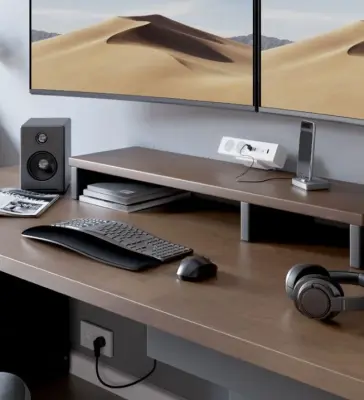 Indux Desk biurko lub mata stołowa biała z uziemionymi gniazdami (2x) z 1xUSB A, 1xUSB C, 1xRJ45 i 1xHDMI 1208957923