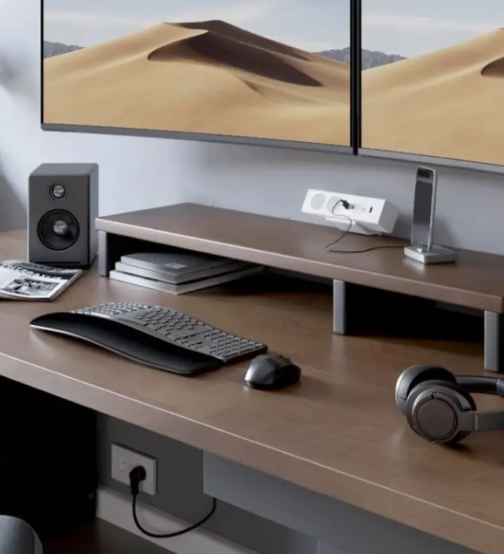 Indux Desk biurko lub mata stołowa biała z uziemionymi gniazdami (2x) z 1xUSB A, 1xUSB C, 1xRJ45 i 1xHDMI 1208957923