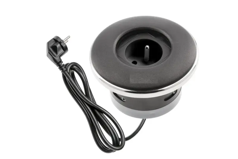 Indux Cover wbudowane gniazdko z uziemieniem w matowym czarnym kolorze z zamykaną pokrywą 1208957924