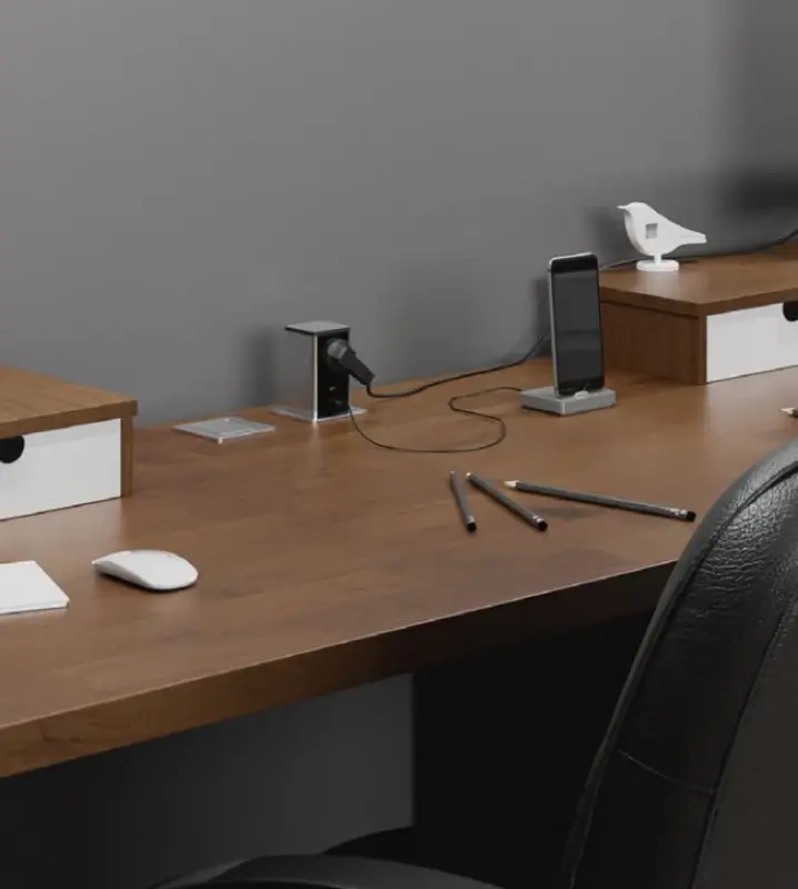 Indux Push wysuwane czarne gniazdo uziemiające z 1xUSB A i 1xUSB C z pokrywą ze stali nierdzewnej 1208957928