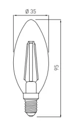 Dekoracyjna owalna lampa LED Lumiere E14 żarnik ciepła biel 2700K szkło dymione 35mm