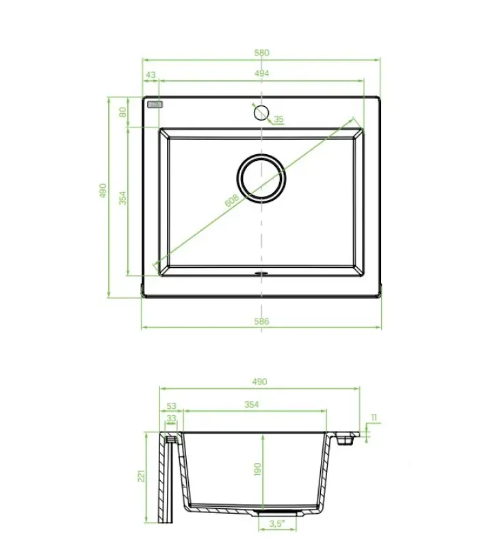 Aquadesign Farmhouse zlewozmywak granitowy wpuszczany lub nakładany, beżowy piasek, 58x49cm, 1208958164