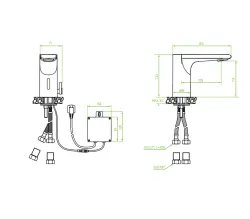 Aquadesign Sensor kraan elektroniczna bateria umywalkowa na baterie lub zasilanie sieciowe czarna 1208958192