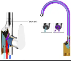 Aquadesign Filter kuchenny chromowany z podłączeniem do filtrowanej wody 3-drożny 1208958194