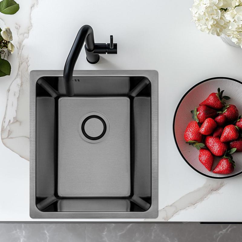 Aquadesign R25 stalowa umywalka nablatowa, podblatowa i wpuszczana gun metal 34x40cm 1208958205