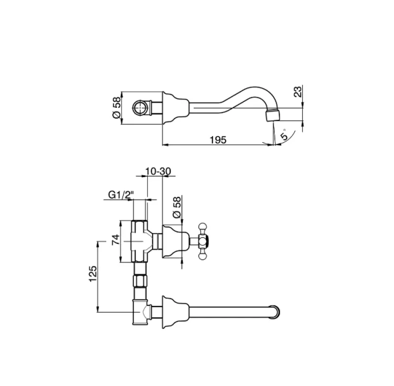 Huber Victorian 3-otworowa bateria umywalkowa Chrom VT00351021