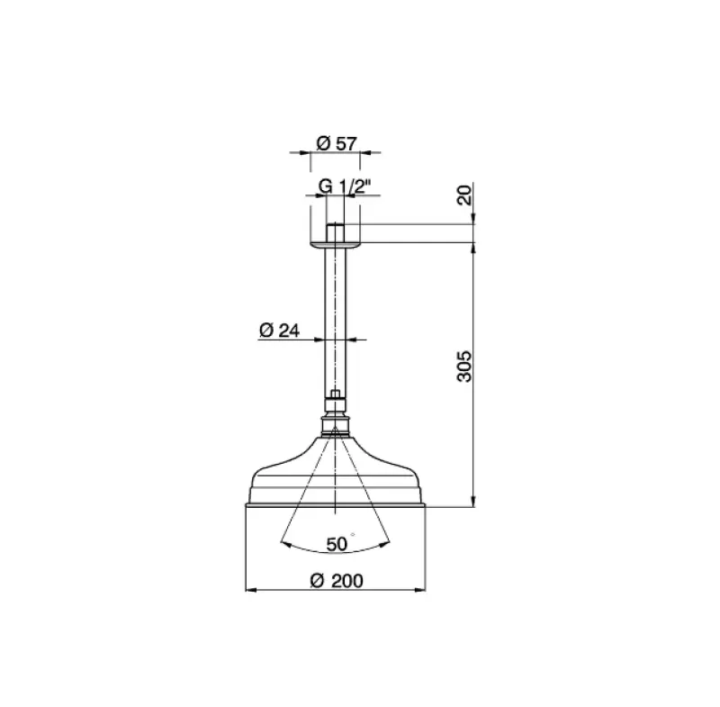 Huber Victorian prysznic z deszczownicą ze stali nierdzewnej z ramieniem sufitowym SS0134102A
