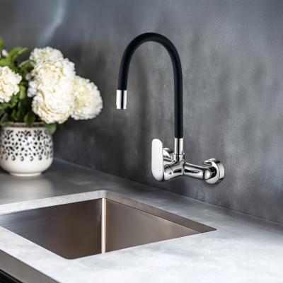 Aquatrimo Chopin kran ścienny chromowany z wysoką elastyczną wylewką 21CP8462CM