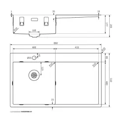 Lorreine SP seria stal nierdzewna zlewozmywak 86x51 cm z otworem na baterię bank 40SPDB-R