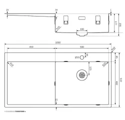 Lorreine SP seria zlew ze stali nierdzewnej 100x51 cm z otworem na baterię 50SPDB-L