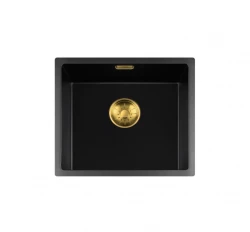 Lorreine BQ seria zlew 44x41cm podbudowa czarny ze złotym korkiem 40BQ37-FU-GOLD