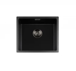 Lorreine BQ seria zlewozmywak 44x41cm podblatowy czarny z korkiem gun metal 40BQ37-FU-GUNMETAL